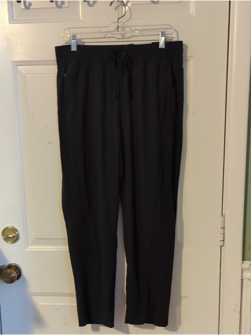NWT Women's Black Drawstring Casual Pants Hiking Yoga Workout Large Activewear